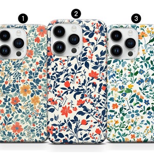 Coque fleurie, motif fleurs Liberty Wiltshire pour iPhone 16 15 14 Pro Max 13 12 11 XR XS 8 SE Samsung S21FE S24 S23 A13 A34 A54 Note10