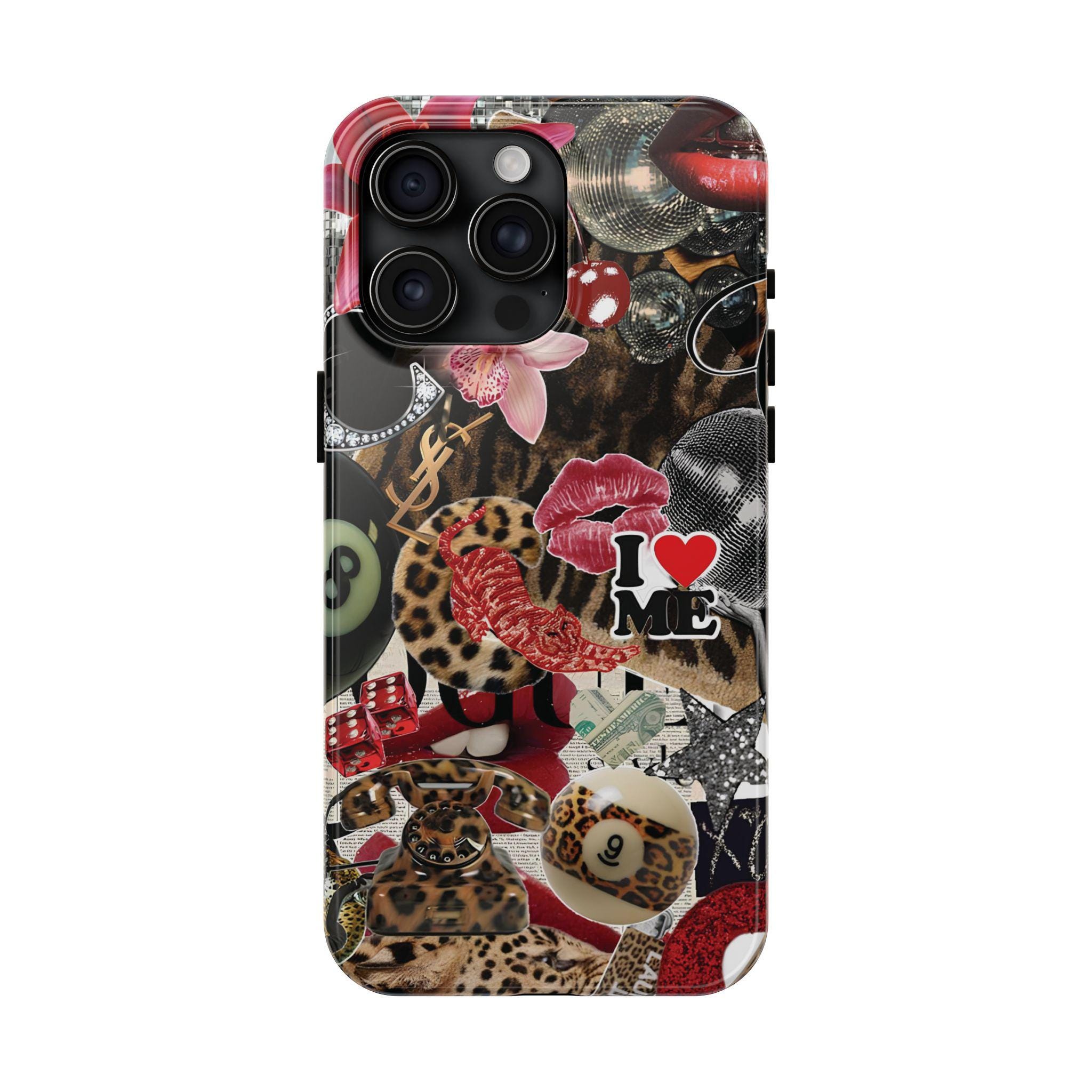 8 Ball Coquette Collage iPhone 16 Case, Leopard iPhone 15 Case, iPhone 15 14 13 12 11 Pro Max Plus, Samsung Gifts For Her,iPhone Accessories