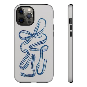 Bowerbird Ribbon iPhone 16 15 14 13 12 11 Pro Max 14 Pro 13 12 Mini, Blauer Bogen iphone Fall, Blauer Bogen Samsung S24 S23 S22 Fall