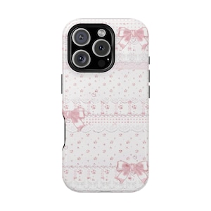 BLUSHING FLORALS Magsafe iPhone 16 Case, Pink Bow iPhone 15 Plus Case, Coquette iPhone 15 14 13 12 11 Pro Plus Case,Christmas Gifts idea