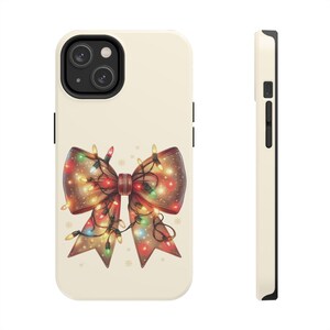 Christmas Light Coquette Bow Phone Case, Christmas Ribbon Cover, Y2K Samsung Gifts For Her, Coquette iPhone Accessories