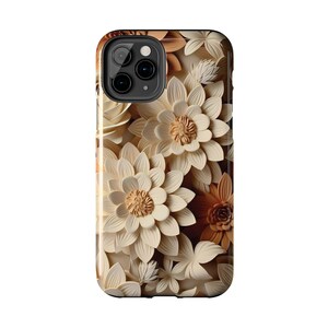 3D Bohemian Flowers Tough Phone Case, Floral Phone 15 Pro Cover, Impact Resistant Phone Case / iPhone 15, 14, 13, 12, 11, Samsung Cases