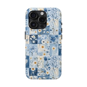 Patchwork Quilt Tile Grandma Chic Aesthetic Floral Boho Cute Spring Trendy iPhone 16 Pro Case iPhone 15 14 13 12 Samsung Galaxy s24 s23 Case