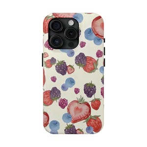 Fruit Phone Case Summer Berries Phone Case Strawberry Blueberry Phone Case Aesthetic Cute iPhone 15 14 13 12 11, Samsung Galaxy Tough Case