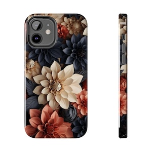 3D Bohemian Flowers Tough iPhone 16 Pro Plus Case, Floral iPhone 15 Pro Cover, Flowers Phone Case / iPhone 15, 14, 13, 12, 11, Samsung Cases