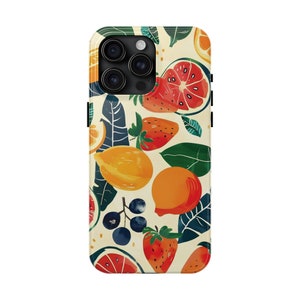 Summer Fruits Watercolor Collage Phone Case, Girly Fruit Aesthetic iphone Case, iPhone 15 14 13 12 11 Pro Max Plus Case