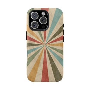 Retro Sun iPhone 16 Pro Plus Case Vintage Boho Design, Groovy Aesthetic Protective iPhone 16 15 14 13 12 11 Samsung S24 S23 S22 S21 Cases