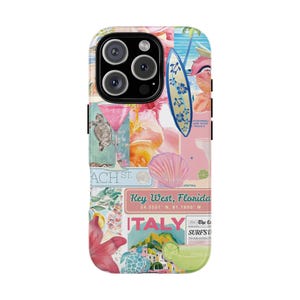 Italiaanse collage-telefoonhoes, Amalfikust vakantie plakboekhoes, kerstcadeaus iPhone 15 14 13 12 11 Pro Plus-hoesjes, Valentijnsdag-hoesjes