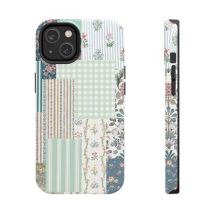 BLUSHING BLUES Florals iPhone 16 Pro Plus 15 14 13 12 mini 11 Pro Plus Case, Flowers Patchwork Samsung Galaxy S24 Case, Christmas Gifts idea
