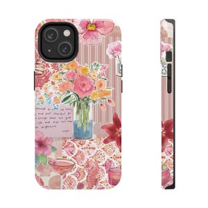 Collage Florals iPhone Case, Sea Horse Phone Case, Preppy Aesthetic Cover, Hibiscus Samsung Galaxy Case, Christmas Gifts Case