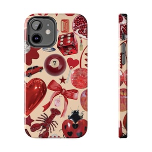 Coquette 7 Red Ball iPhone 16 Pro-hoesje, Preppy Aesthetic iPhone 16 15 14 13 12 11 Pro-hoesje, Y2K Samsung Galaxy S24-hoesje, Valentijnsdagcadeaus