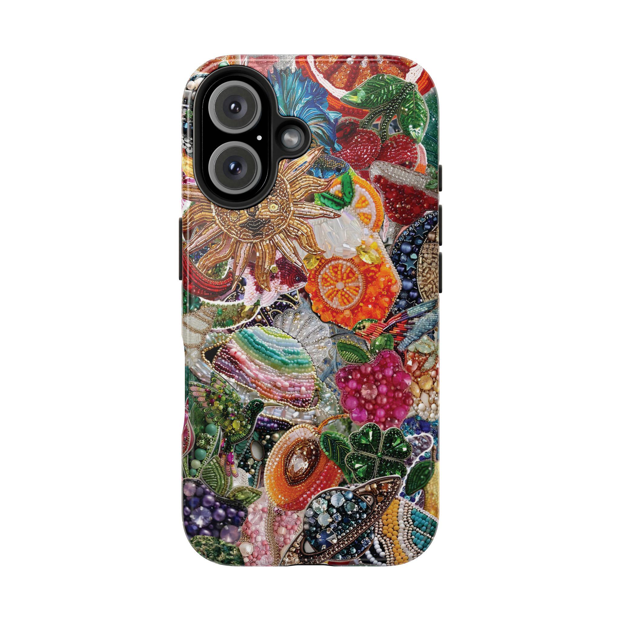 ヴィンテージ ボヘミアン ジュエル モザイク コラージュ 携帯ケース