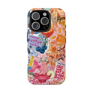 Cool Collage iPhone 16-hoesje, preppy en esthetische iPhone 15 14 13 12 11 Pro Max Plus-hoesjes, Samsung Galaxy-hoesje vakantie, kerstcadeau-idee