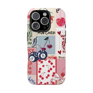 Coque iPhone 16 Pro Collage 8 Balles Coquette | Cartes à jouer pour iPhone 15 14 13 12 11 Pro Max Plus | Coque Samsung Galaxy Girly pour la Saint-Valentin