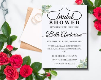 Simple but Elegance Bridal shower Invitation, Bridal shower Template, editable template, editable & printable template, digital download