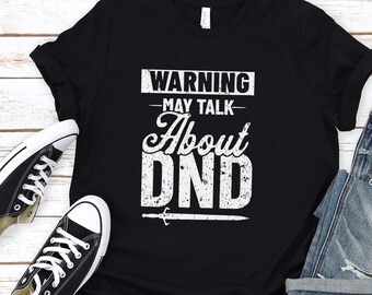 Camisa DND | Advertir pode falar sobre DnD Camiseta de <br> Entrega Rápida? Versões desgastadas e não desgastadas | Geeky Camiseta | FRETE GRATUITO PARA OS EUA