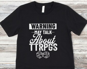 Camisa DND | Advertir pode falar sobre TTRPGs Camiseta de <br> Entrega Rápida? T do amante dos jogos de RPG do Tabletop | tipografia Geeky Camiseta | FRETE GRATUITO PARA OS EUA