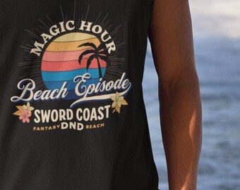 DND Regata | Buff Dm | "Sword Coast DND" Camiseta de alças unissex gráfica retrô | Vestuário TTRPG de verão | Camiseta | Camisa Zona de Aventura