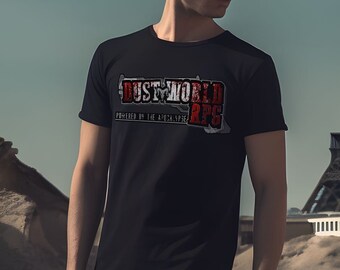 Camisa de arma de anime | T do logotipo do RPG do mundo da poeira | Camisa estilo mangá para entusiastas de anime e RPG | Camisa TTRPG