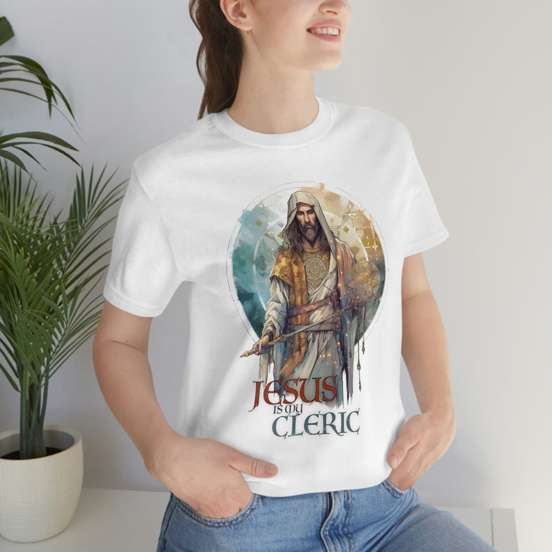 DND Shirt| Jesus is My Cleric Shirt | Christian Tee for DND and RPG Players | Cleric Class Shirt Design | Faith-Based Apparel image 4
