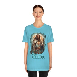 Jesus is My Cleric Shirt | Christian Tee for DND and RPG Players | Cleric Armor Design | Faith-Based Apparel | Alternate Design 1 image 6