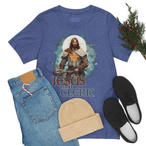 Jesus är min prästskjorta | Kristen t-shirt för DND- och RPG-spelare | Prästrustningsdesign | Trosbaserade kläder | Alternativ design 2 bild 8