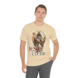 Jesús es mi camisa de diseño de sacerdote clérigo / Camiseta cristiana para jugadores TTRPG / Diseño de armadura clérigo / Ropa basada en la fe / Diseño alternativo 3 imagen 6