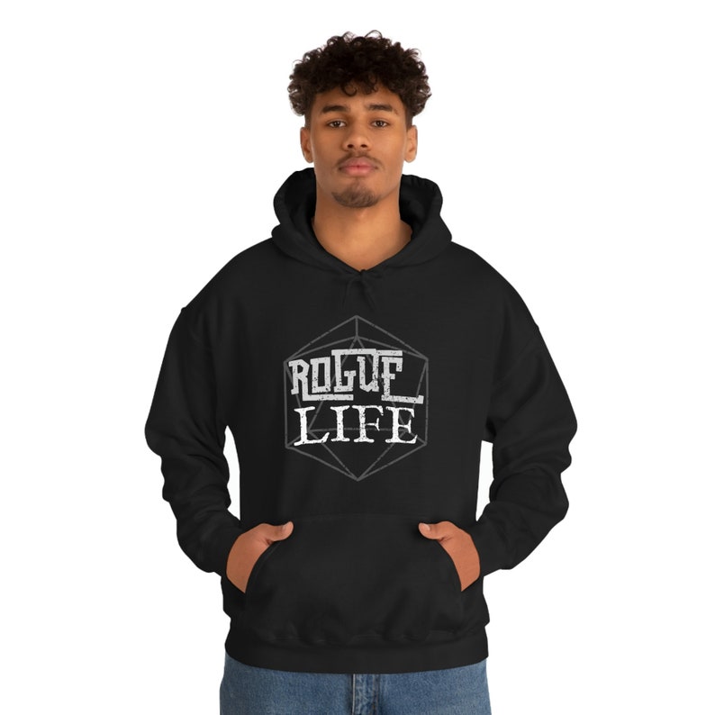 Rogue Life Hooded Sweater | DND Hoodie | RPG Gift | Funny D20 Sweatshirt | Player Gift | Tabletop Apparel | Thug Life Hoodie | Free Shipping image 7