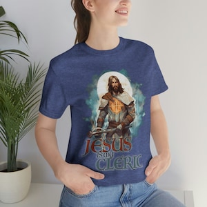 Jesus är min prästskjorta | Kristen t-shirt för DND- och RPG-spelare | Prästrustningsdesign | Trosbaserade kläder | Alternativ design 2 bild 1
