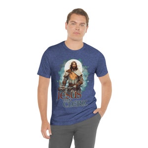 Jesus är min prästskjorta | Kristen t-shirt för DND- och RPG-spelare | Prästrustningsdesign | Trosbaserade kläder | Alternativ design 2 bild 7