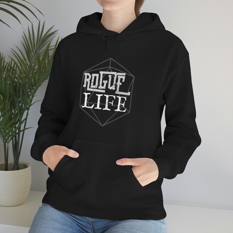 Rogue Life Hooded Sweater | DND Hoodie | RPG Gift | Funny D20 Sweatshirt | Player Gift | Tabletop Apparel | Thug Life Hoodie | Free Shipping image 8