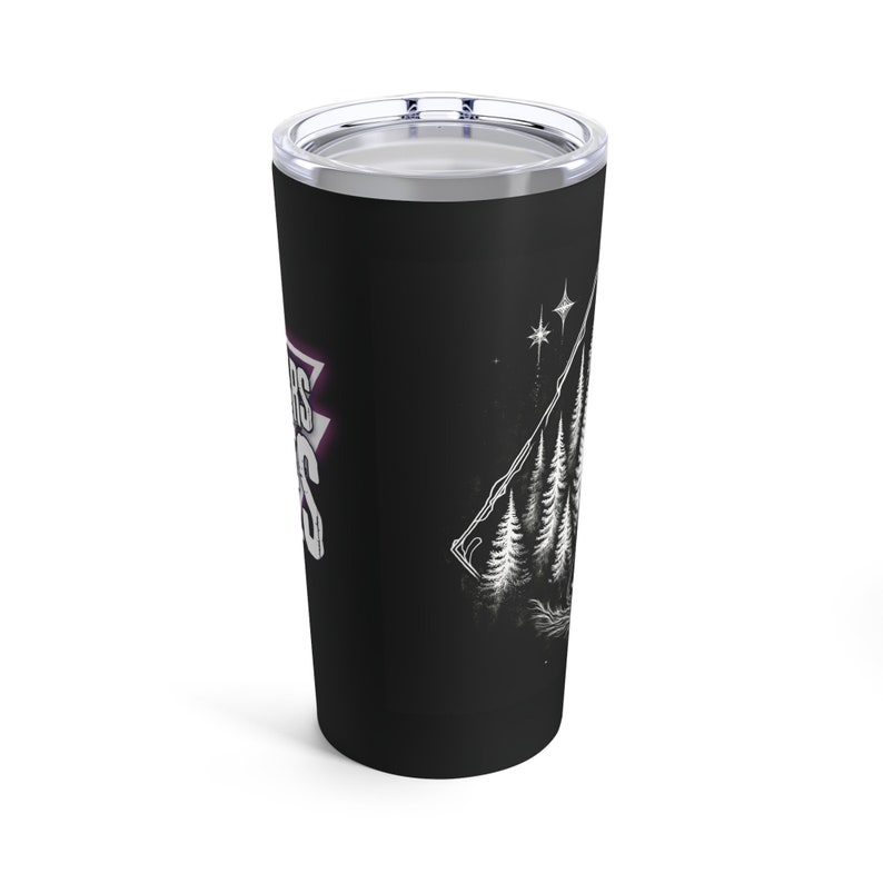 Von SCP und Horror-Rollenspiel inspirierter Becher - Strangers in the Pines Logo und Forrest - 20 Unzen Edelstahl | TTRPG und D&D Travel Mug mit See-Thru Deckel Bild 7