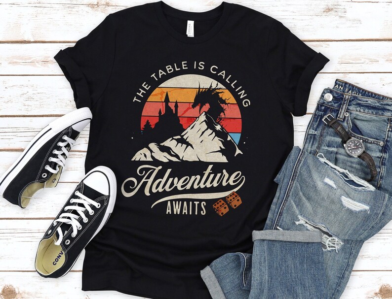 The table is calling adventure awaits dnd t-shirt design