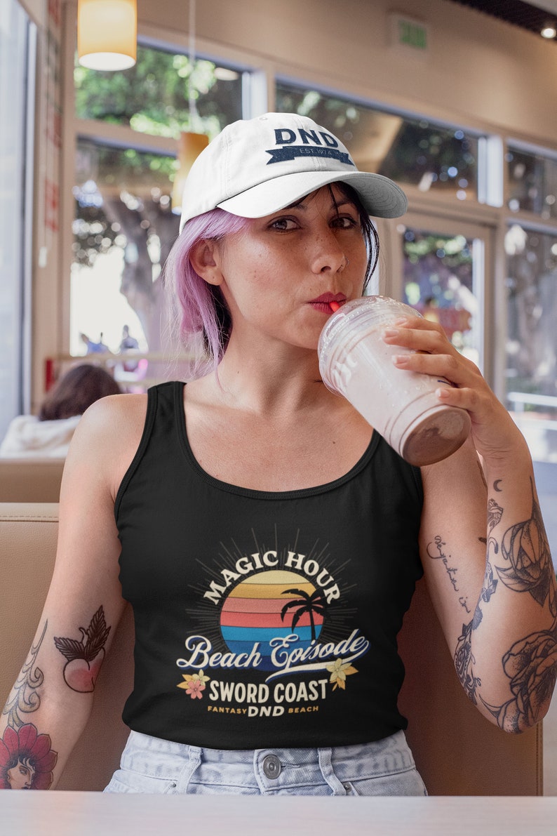 DND Regata | Buff Dm | "Sword Coast DND" Camiseta de alças unissex gráfica retrô | Vestuário TTRPG de verão | Camiseta | Camisa Zona de Aventura imagem 2