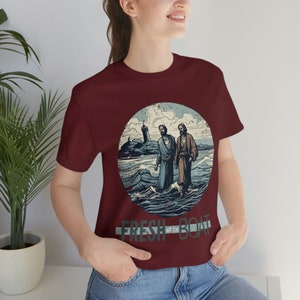 Fresh off the Boat Shirt | Lustiges christliches T-Shirt für Wortspiel-Liebhaber | Petrus und Jesus auf dem Wasser gehend Design | Glaube-basierte Kleidung Bild 6