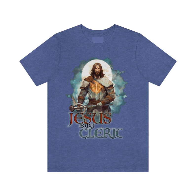 Jesus är min prästskjorta | Kristen t-shirt för DND- och RPG-spelare | Prästrustningsdesign | Trosbaserade kläder | Alternativ design 2 bild 4