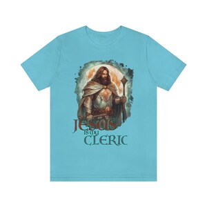 Jesus is My Cleric Shirt | Christian Tee for DND and RPG Players | Cleric Armor Design | Faith-Based Apparel | Alternate Design 1 image 3