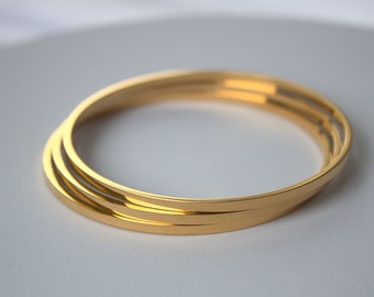 18k Gold Plated Bangle Bracelet Circle Women For Her Tarnish Free Waterproof Jewellery  For Her Girlfriend Fiance