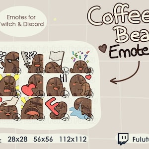 Coffee Bean Emote Pack | Twitch | Discord | YouTube | Kawaii Cute VTuber Streaming Emotes
