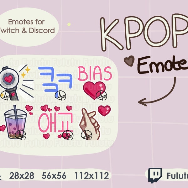 KPOP Emote Pack | Twitch | Discord | YouTube | Kawaii Cute Korean VTuber Streaming Emotes