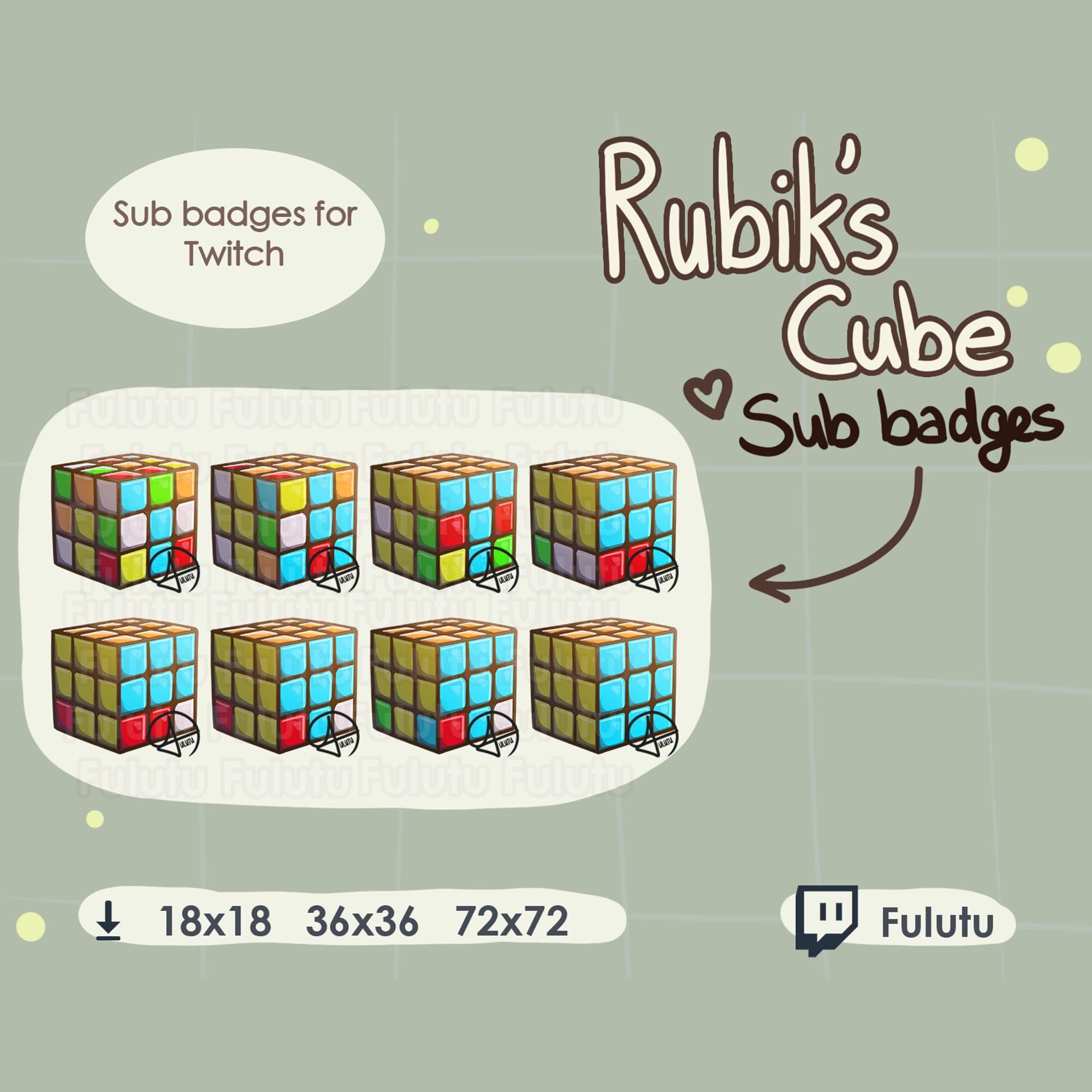 Rubik's Cube Sub Badge Pack Ver 2 | Twitch | Discord | Youtube | Kawaii ...
