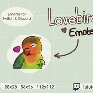 Lovebird Fischer’s Heart Emote | Twitch | Discord | YouTube | Kawaii Cute Bird Birb Parrot Streaming Emotes