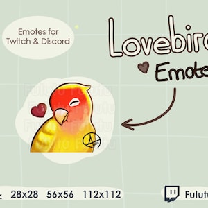 Lovebird Green Lutino Emote | Twitch | Discord | YouTube | Kawaii Cute Yellow Bird Birb Parrot Streaming Emotes