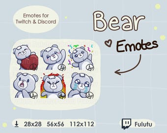 Eisbär Emote Paket | Zucken | Discord | YouTube | Kawaii Cute VTuber Blue Teddy Plüschtier Stofftier-streaming Emotes