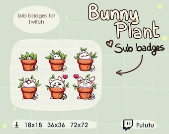 Bunny Plants Sub Badge | Zucken | Discord | YouTube | Kawaii niedlich Blumentopf VTuber Piercings Emotes