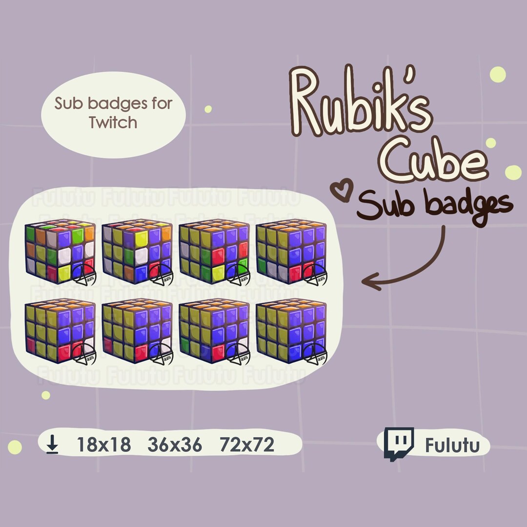 Rubik's Cube Sub Badge Pack Ver 1 | Twitch | Discord | Youtube | Kawaii ...