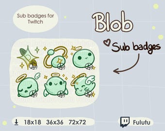 Grünes Klecks Sub Badge | Zucken | Discord | YouTube | Niedliche Himmlische Engel Slime Flügel VTuber Piercings Emotes