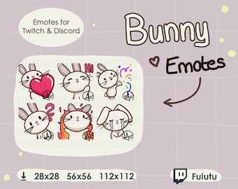 Weißer Hase Emote Pack | Zucken | Discord | YouTube | Kawaii süße VTuber Pink Tier-streaming Emotes