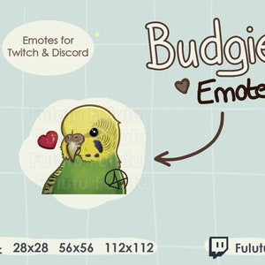 Budgie Dark Green Normal Heart Emote | Twitch | Discord | YouTube | Kawaii Cute Bird Birb Budgerigar Parrot Streaming Emotes