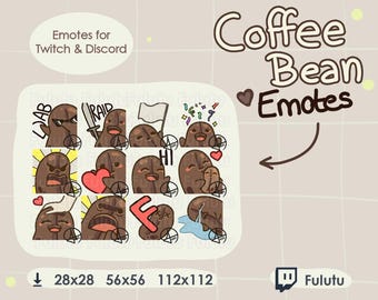 Kaffeebohne Emote Paket | Zucken | Discord | YouTube | Kawaii süße VTuber Streife Emotes